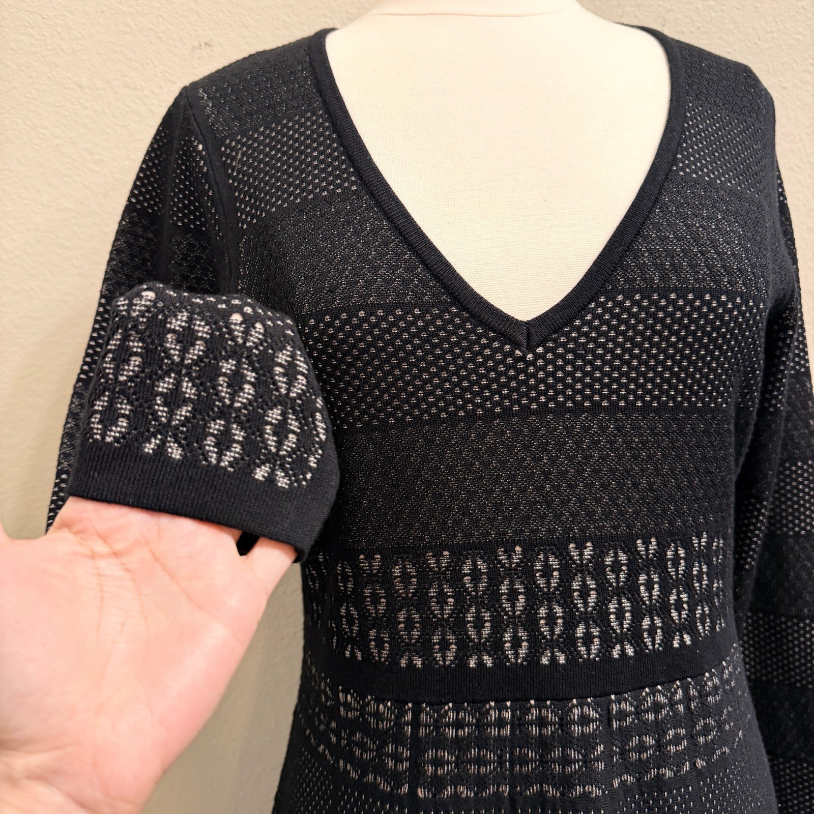 Gal Meets Glam Heidi Sweater Dress Black Knit Womens Size XL Stretchy Classic
