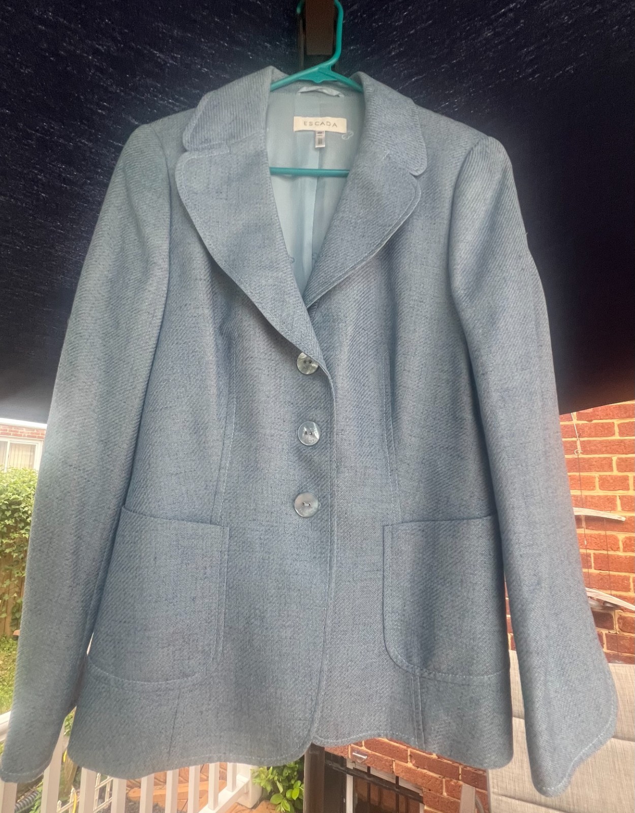 ESCADA Blue Virgin Wool Linen Silk Blend Blazer Jacket Size 40 EU / US 10