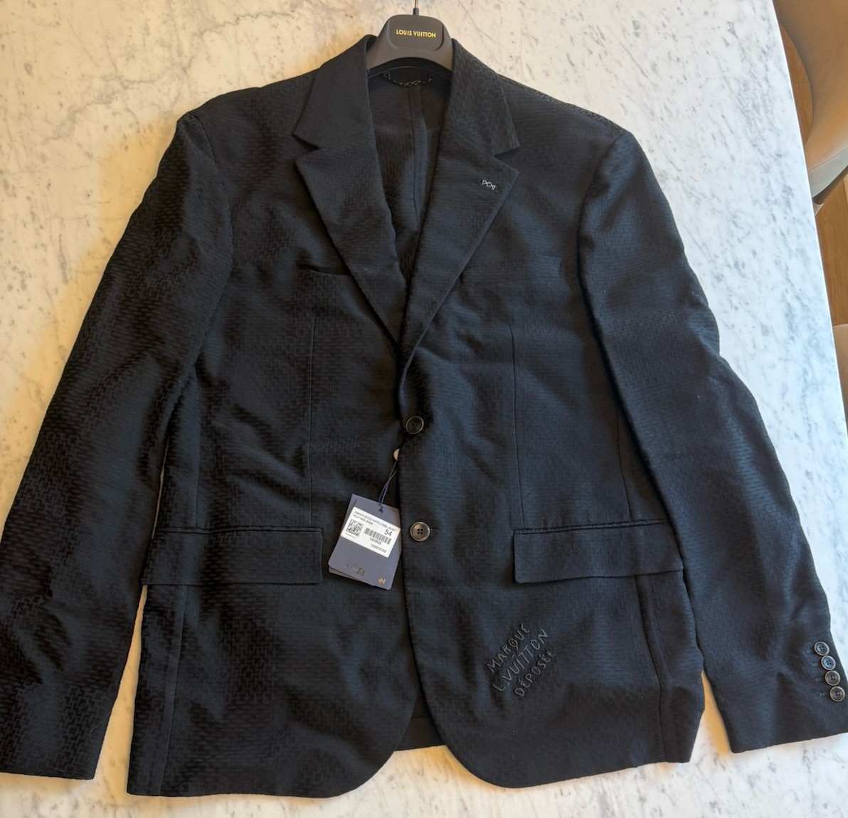 Louis Vuitton Men’s Black Textured Blazer Jacket Size 50 Damier Seeds Neoplitana
