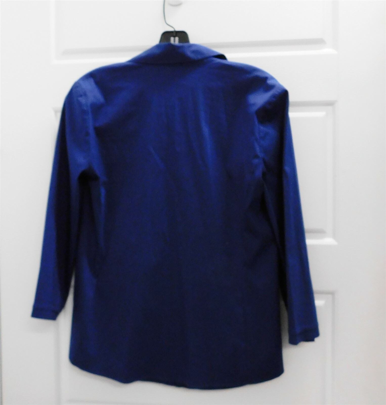 LaFayette 148 New York Navy Blue Stretchy Button Down Blouse sz 6