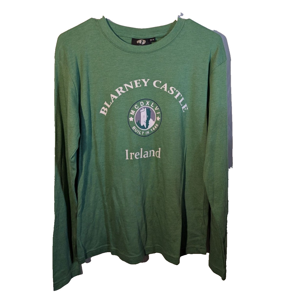 Blarney Castle Long Sleeve Green Shirt Ireland Graphic Size 16-18 MCDXLVI Built