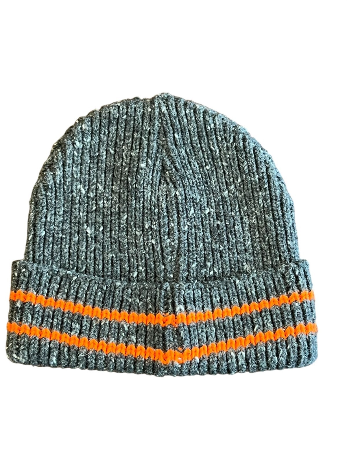 Aeropostale Charcoal Gray with Orange Stripes 100% Acrylic Beanie One Size Hat