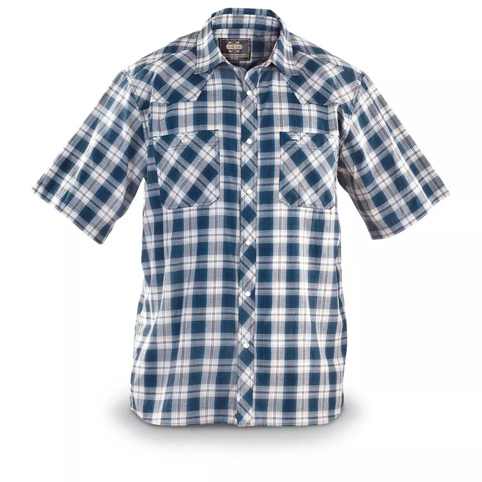 Men’s Western Shirt-Guide Gear -Snap Pocket-Rodeo-Plaid Shirt Casual-NWT
