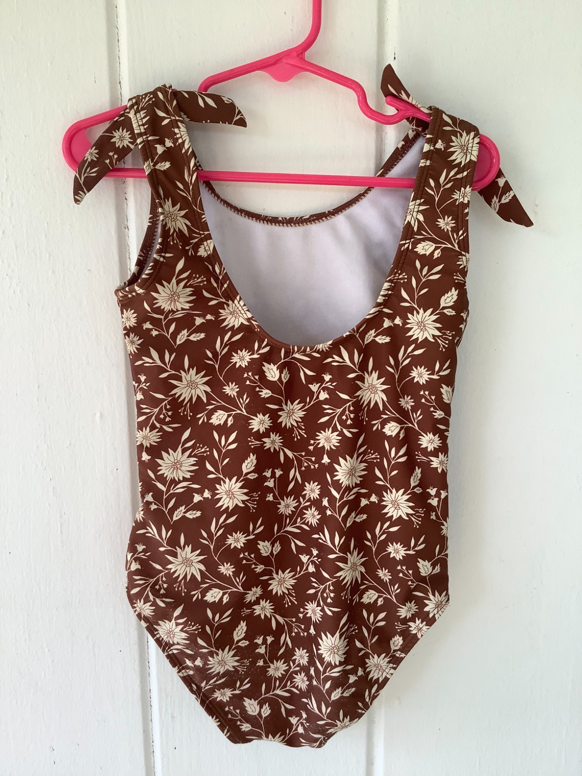 RYLEE +CRU Girls One Piece Swimsuit Floral Pattern Trim Size 6-7
