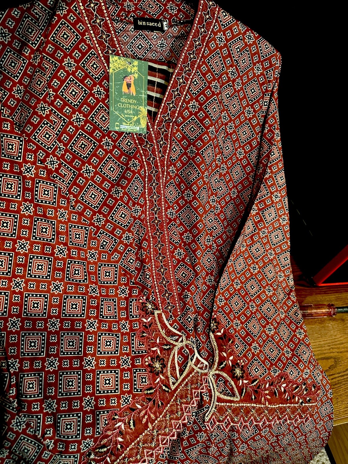 Bin Saeed Lawn Cotton 3 Pc Suit-premium Cut Work Emb- Aline Style-M – $44