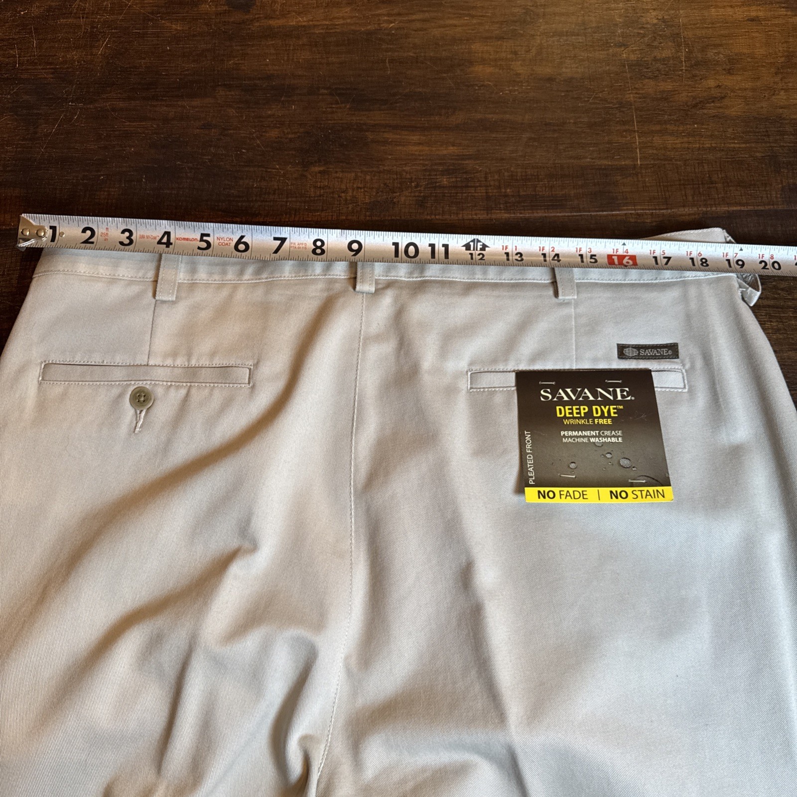 Savane Deep Dye Wrinkle Free Pant Mens 38×32 Khakis Pleated Straight NWT