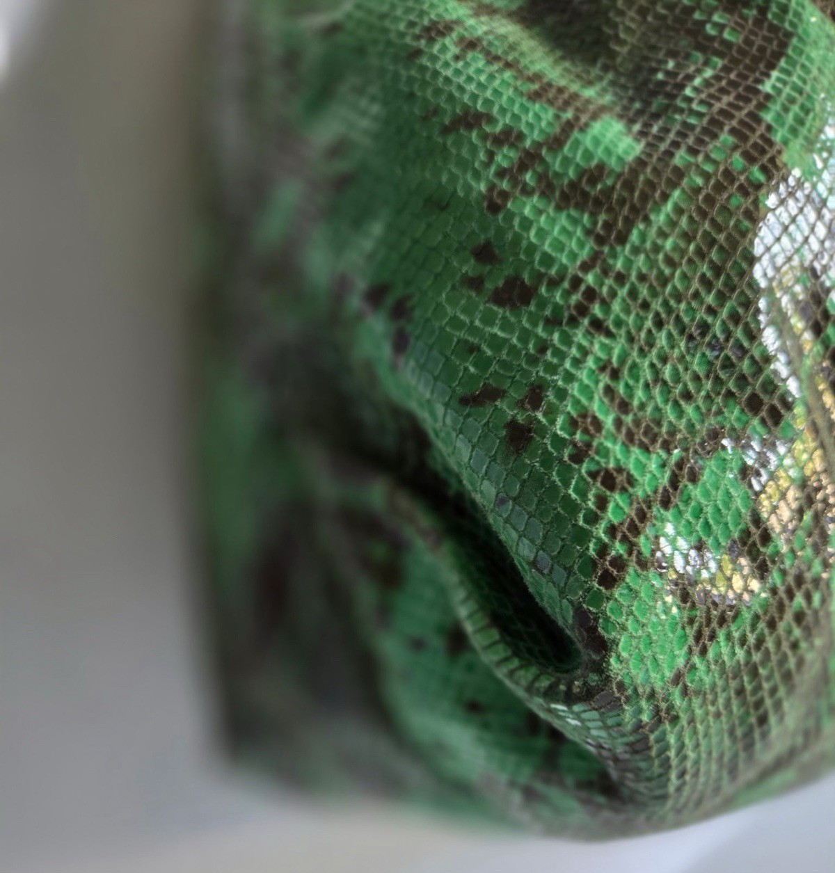 Antonio Melani Green Snake Print Leather Hobo Shoulder Bag Gold Chain Large