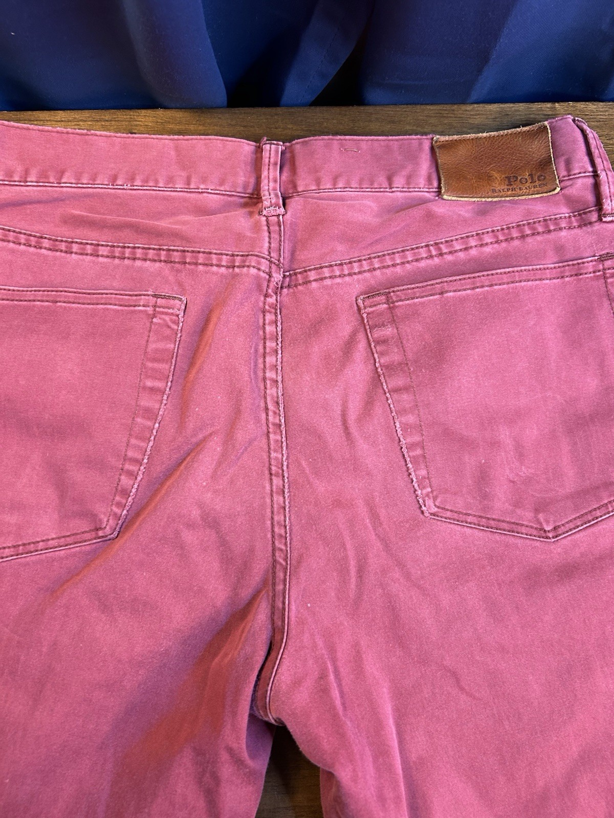 Men’s Maroon Denim Stretch Straight Fit Button Zip Fly Jeans Pant Size W32 L32