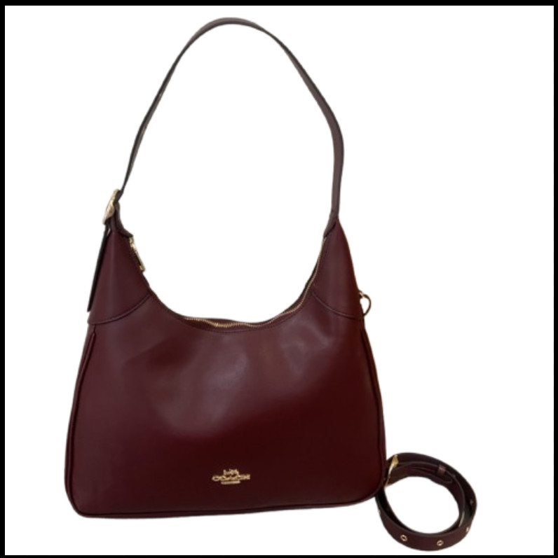 COACH CCE48 Ella Shoulder Bag Smooth Leather Maroon Brown Outlet New SMM
