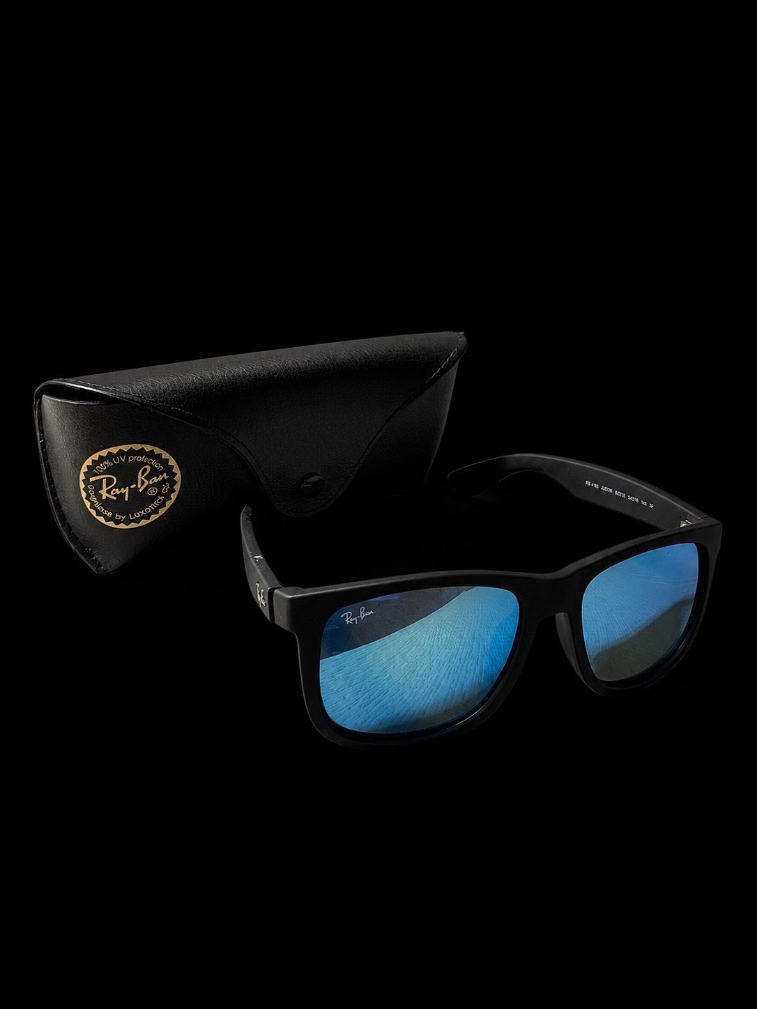 Ray-Ban Justin RB4165 622/55 Black Plastic Frame Blue Mirrored Sunglasses