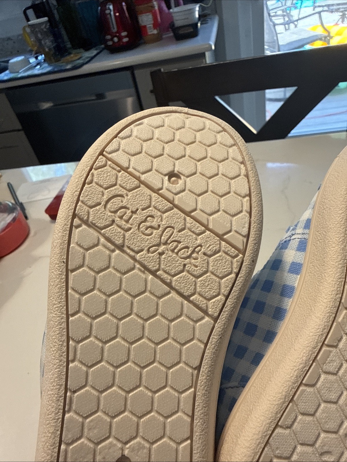 Cat & Jack Shoes Kids Size 10 Blue Gingham Parker Sneaker Hook & Loop Casual