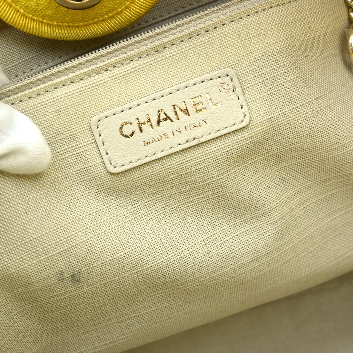 Chanel Yellow Canvas Small Deauville 2way Tote Bag KQ01245