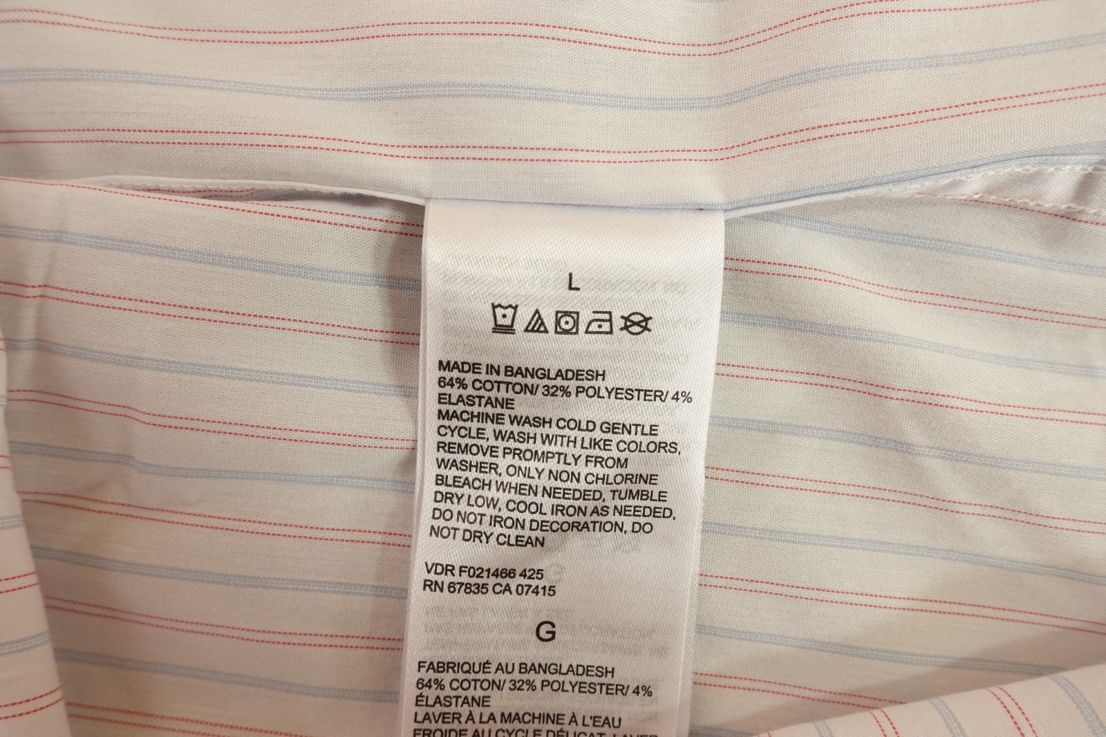 Nautica Mens Large Bright White Striped Slim Fit Long Sleeve Button-Up Shirt NWT