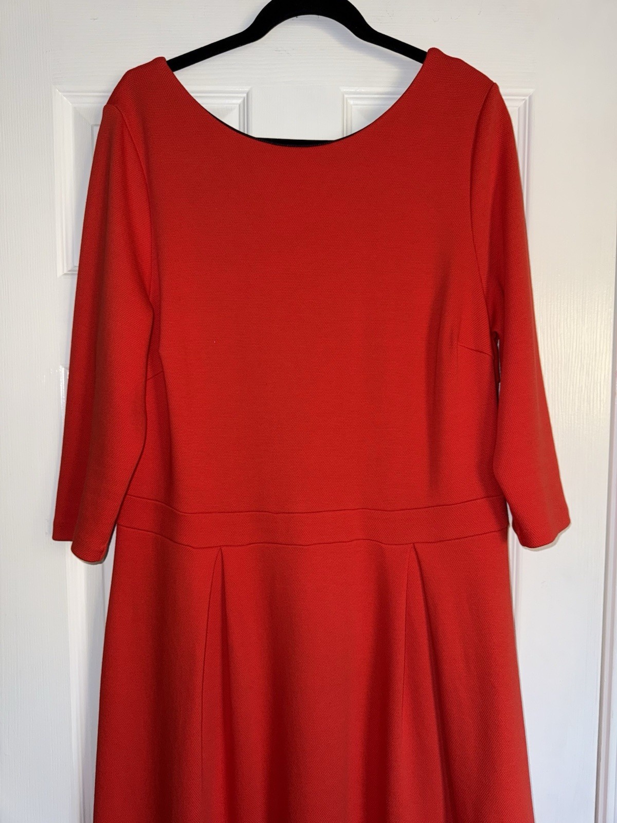 BODEN Red Holly Textured Classic Chic Holiday Fit Flare Pleated Skirt Dress 18 R