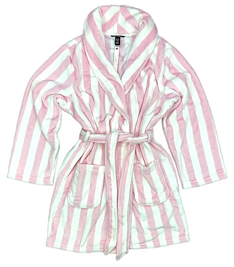 VICTORIA’S SECRET COZY SHORT PLUSH BATH ROBE ICONIC STRIPED XS/S M/L XL/XXL NWT