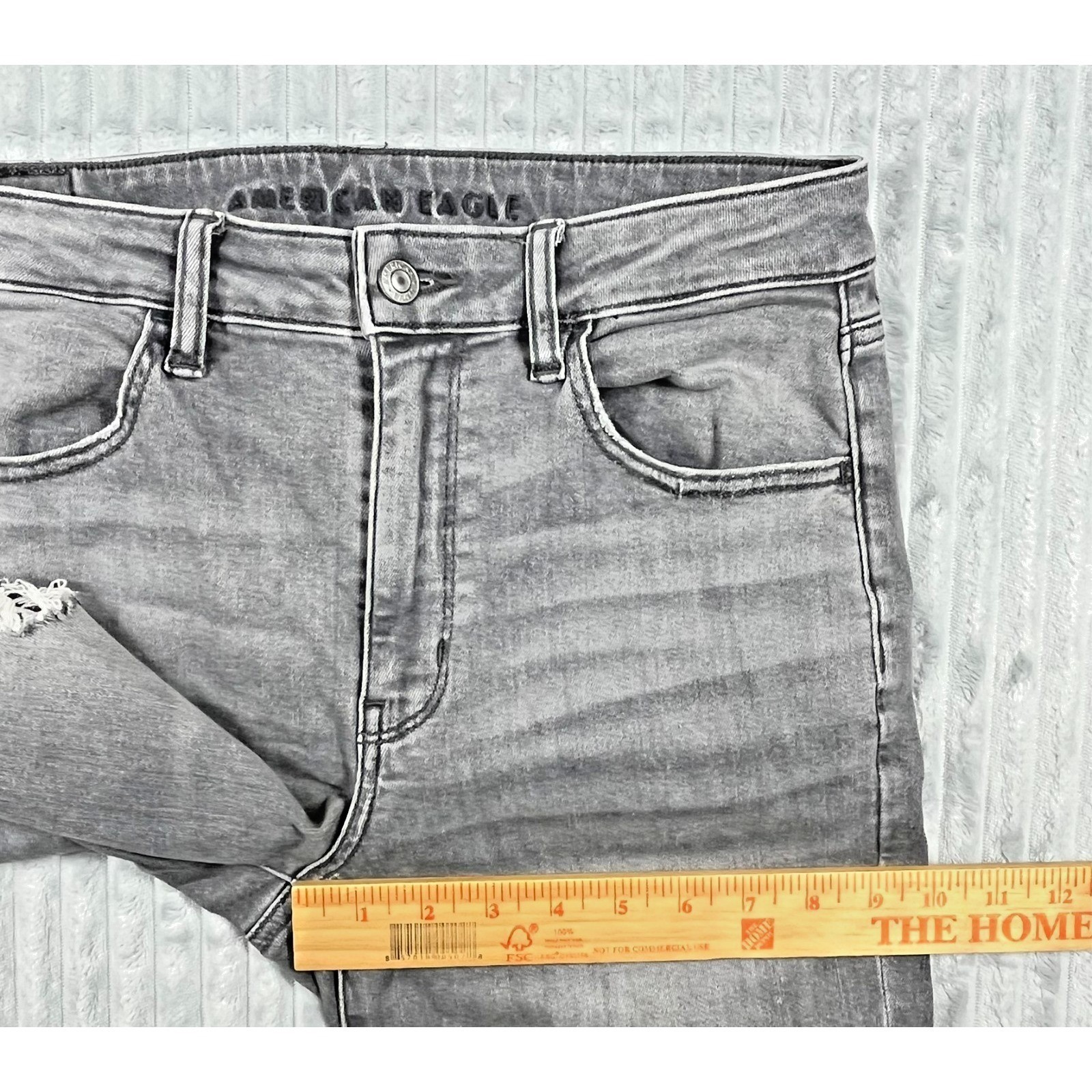American Eagle Super Hi Rise Jegging Women’s 8 Long Distressed Flame Hem Pockets