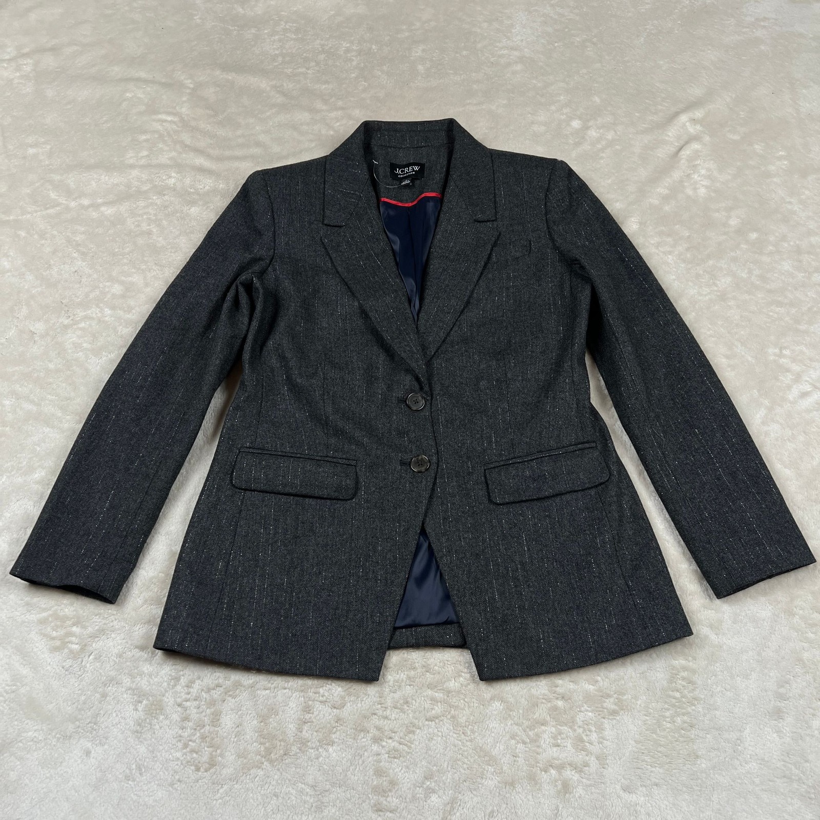 J.CREW Collection Mario Bellucci Blazer Womens 4 Tailored Herringbone Wool