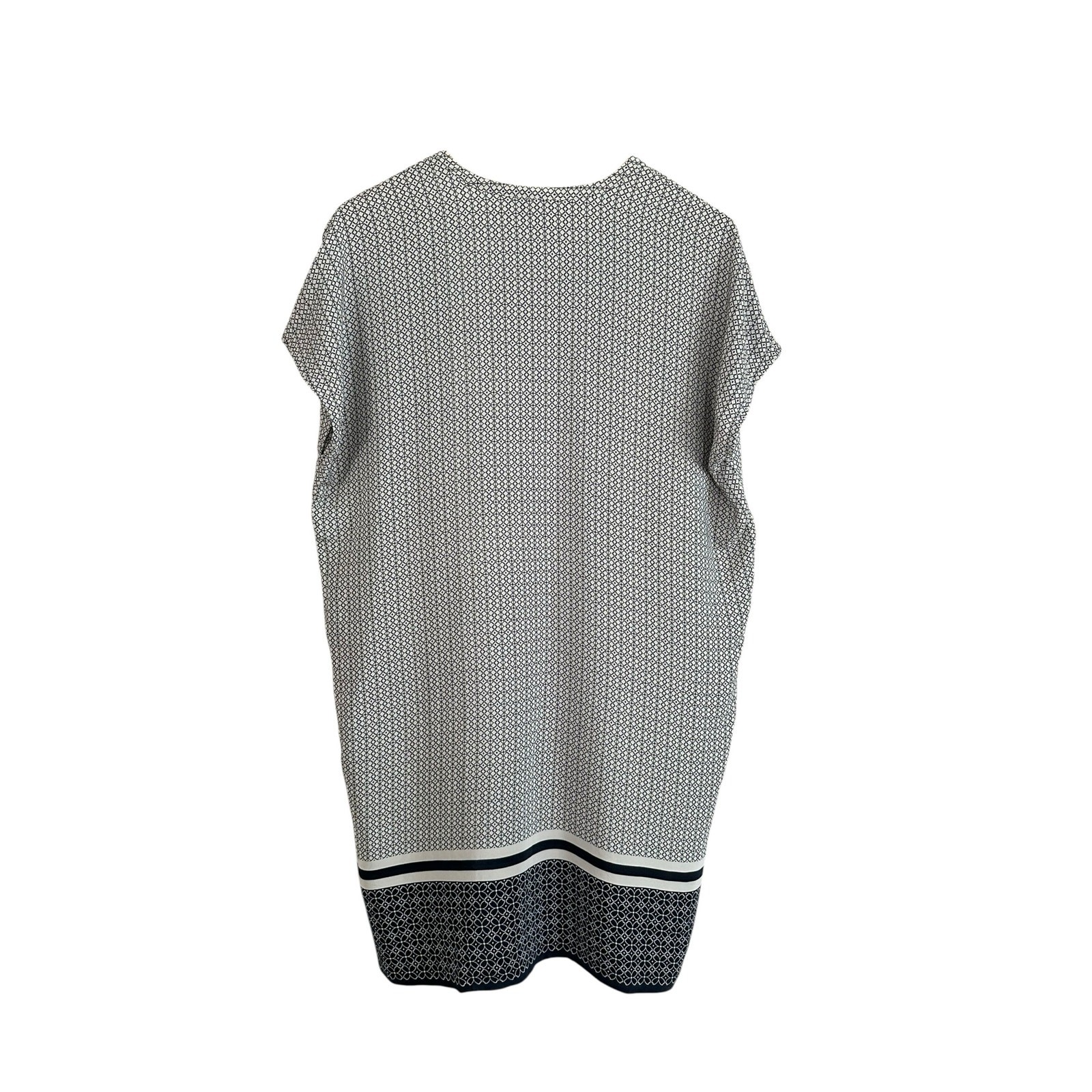 NEW Vince Silk Pockets Geo Trapunto Cap Sleeve Shift Tunic Dress Size Medium