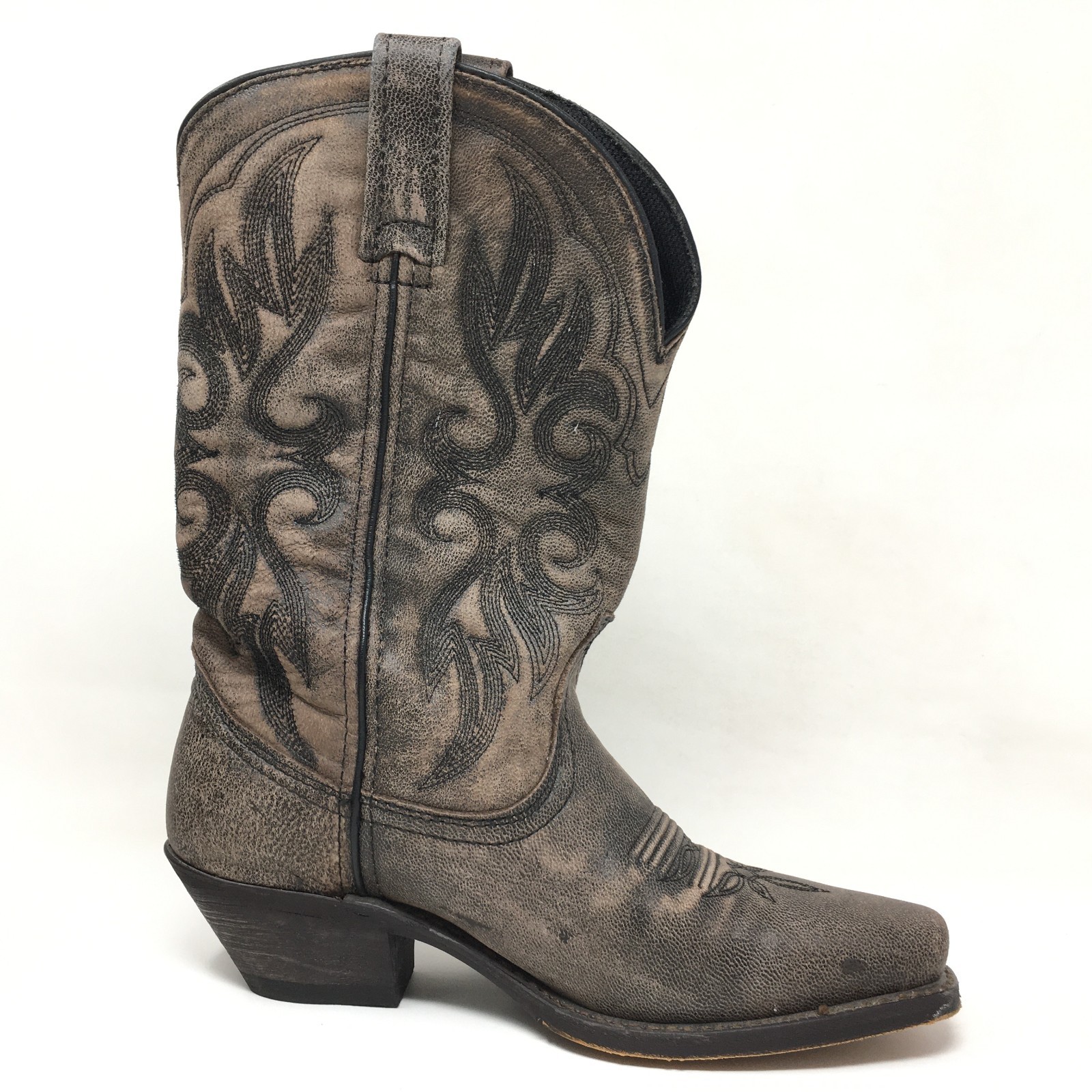 Laredo Maricopa Western Boots Cowgirl Shoes Womens Size 7 Brown Crackled Leather