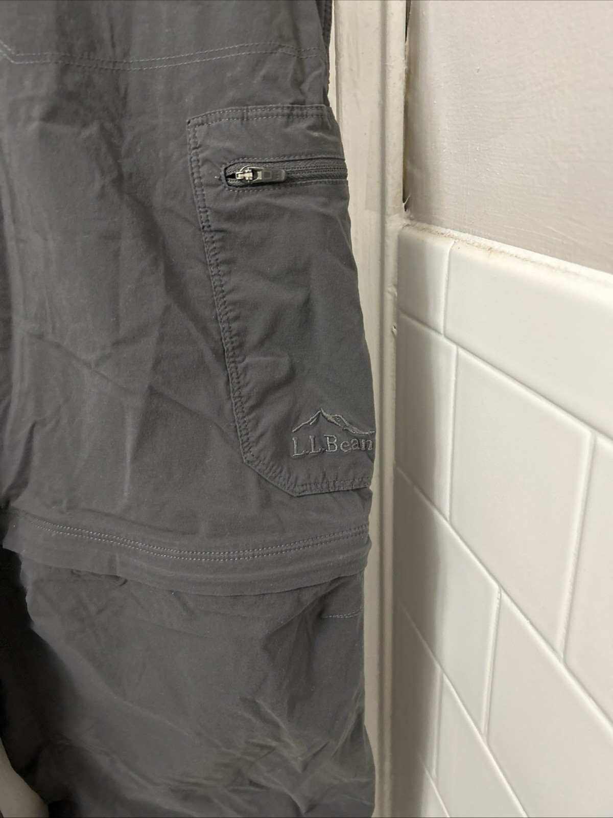 LL Bean Cresta Zip Off Pants Mens 38×32 Gray YKK Water Resistant Hiking 506423