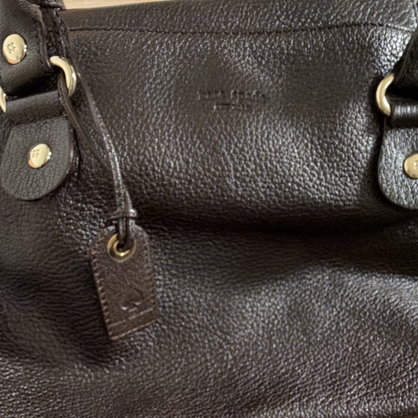 Kate Spade New York Dark Brown Shoulder Bag Zip Closure Polka Dot Lined Dust Bag