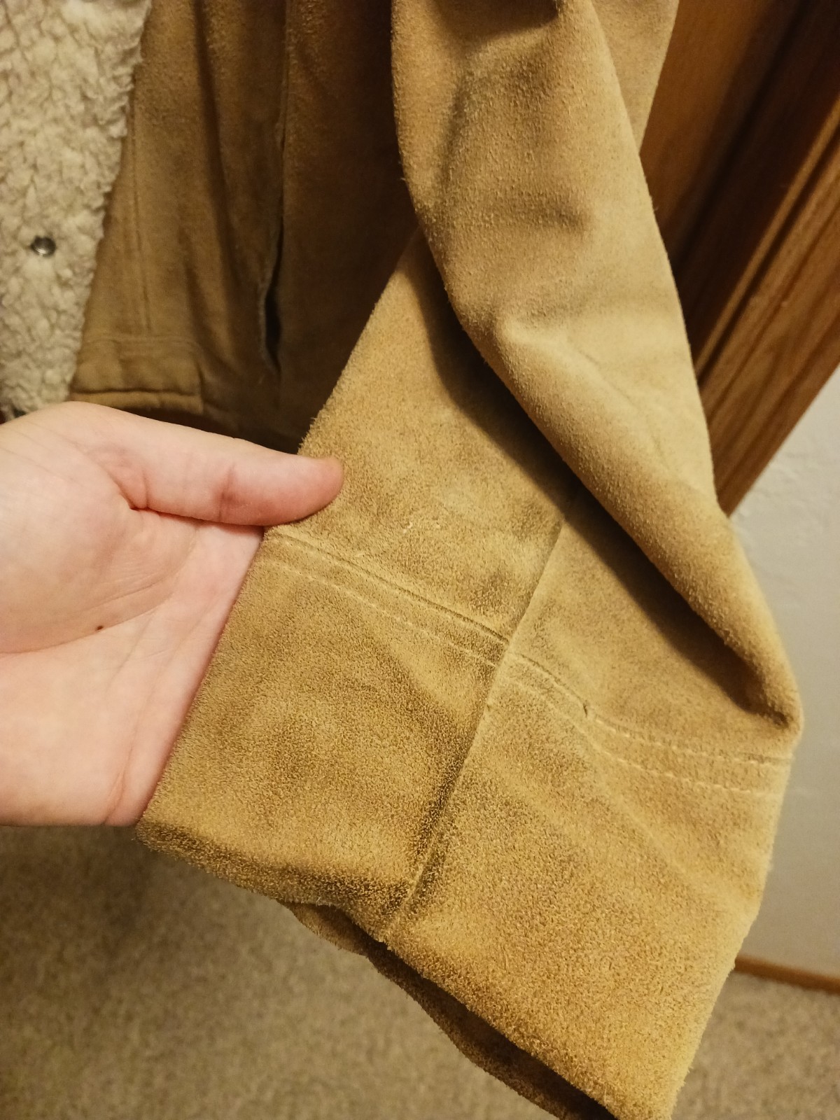 Vintage Levis Suede Cowhide Leather Western Sherpa Jacket Brown Tab Mens L Rare!