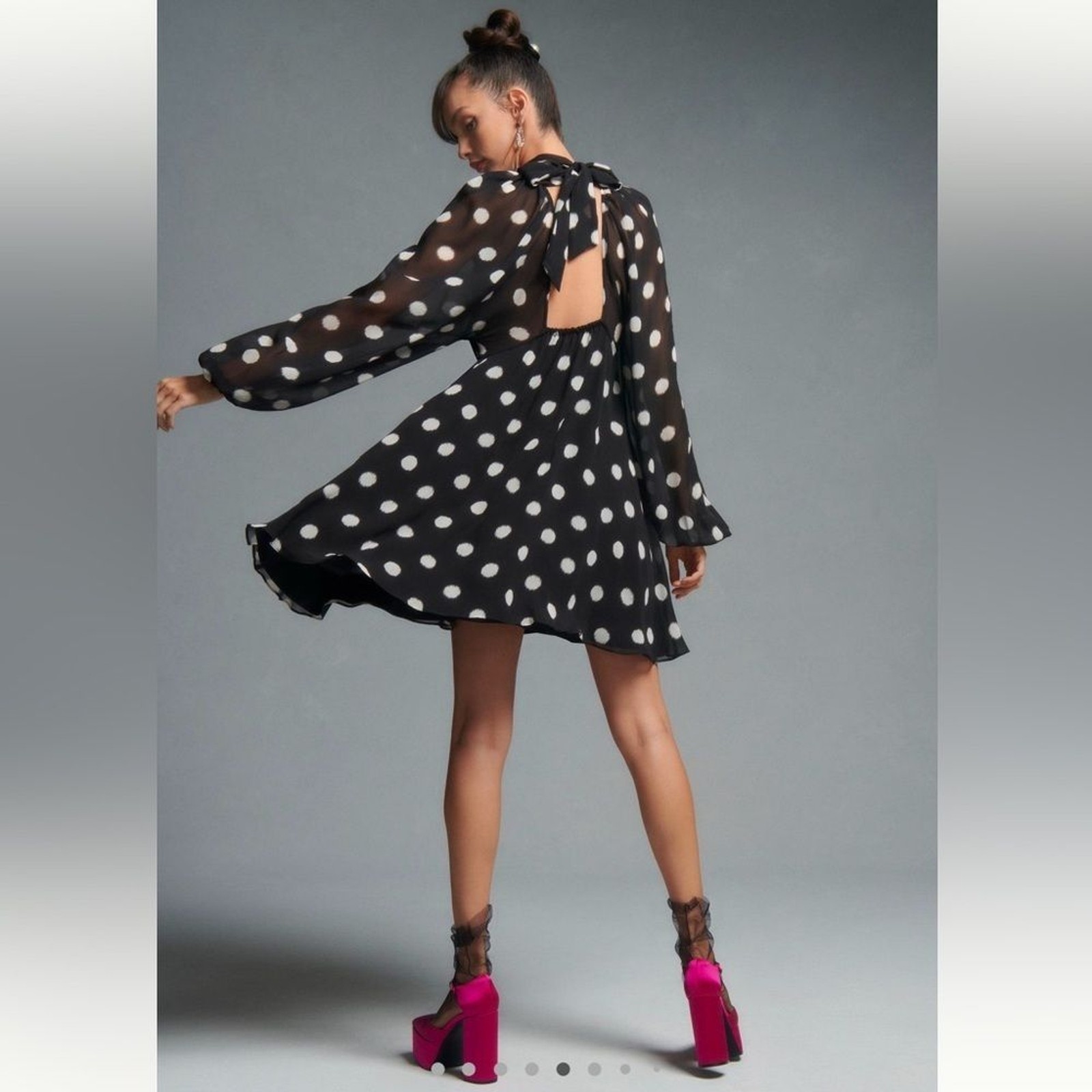 Maeve Long Sleeve Sheer Mini Dress