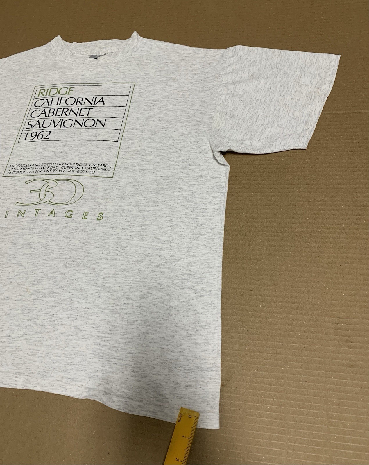90s Ridge California Cabernet Sauvignon 1962 T-shirt XL (Minor Stains)USA Made
