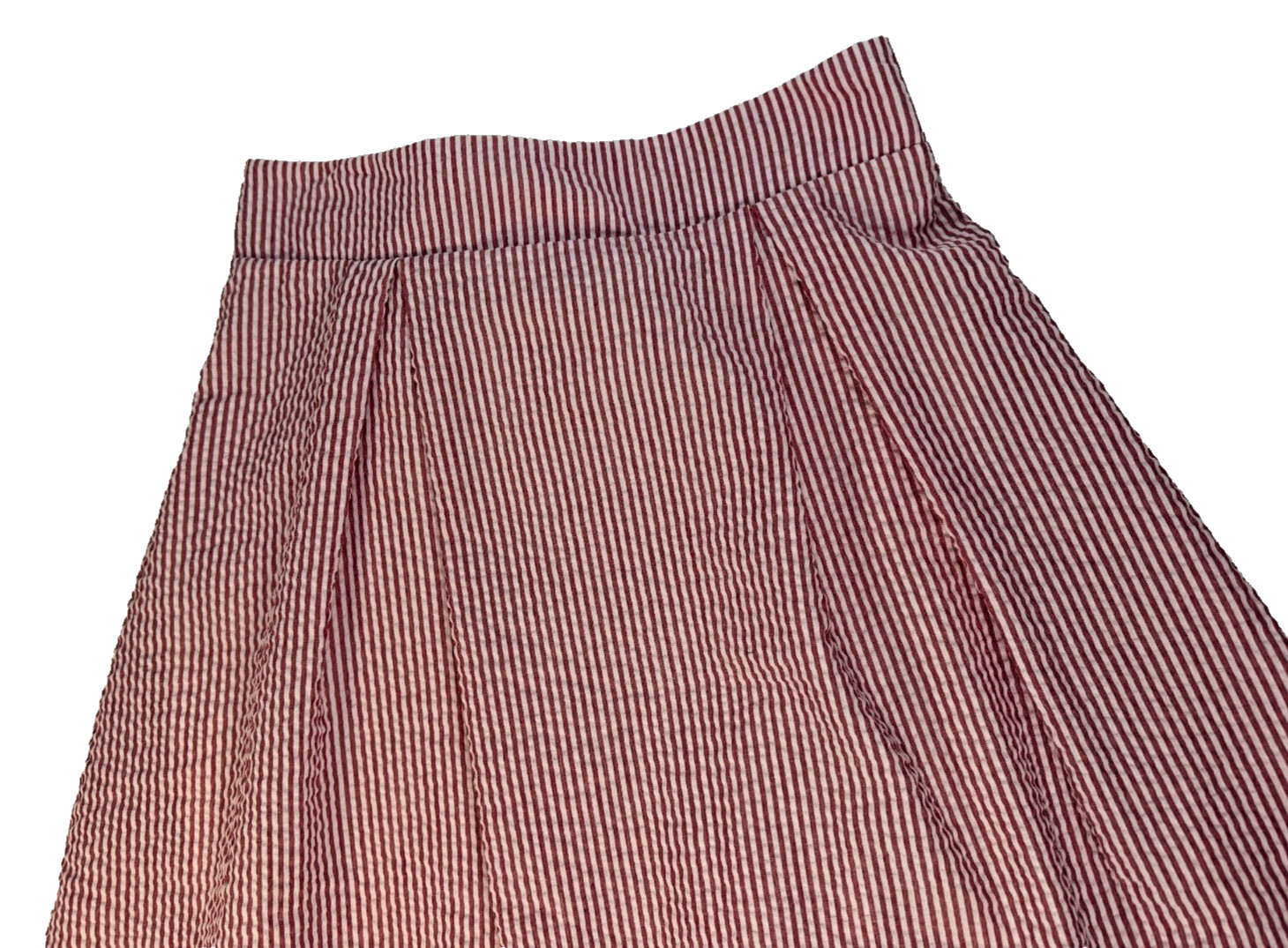 Ty Alexander’s Red White Seersucker Pinstripe Bow Mini Skirt Women’s Made In USA