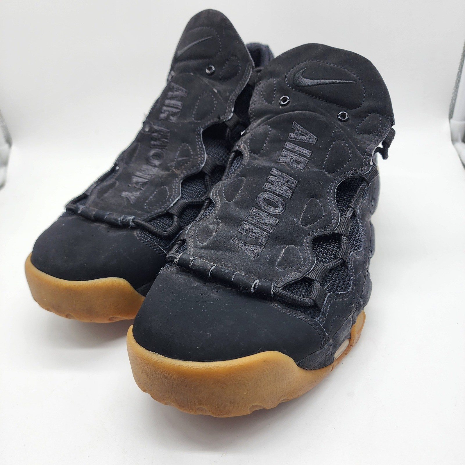 Nike Air More Money Basketball Sneakers 10 Black Gum Light Brown AJ2998-004