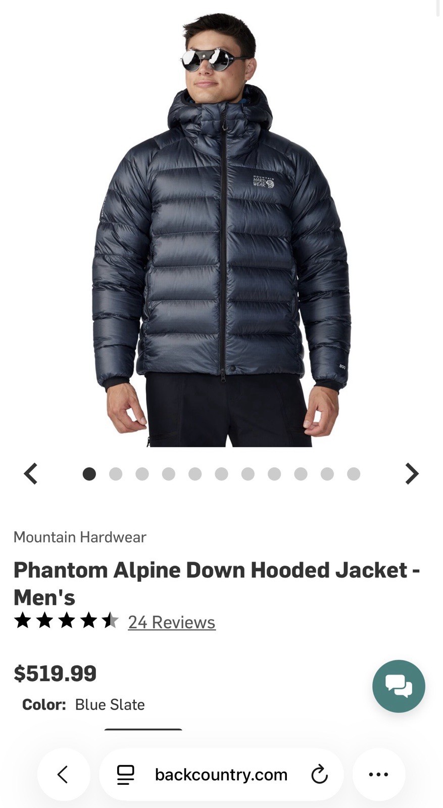 Mountain Hardwear Men’s Phantom™ Alpine Down Hooded Jacket Blue Slate Large 800
