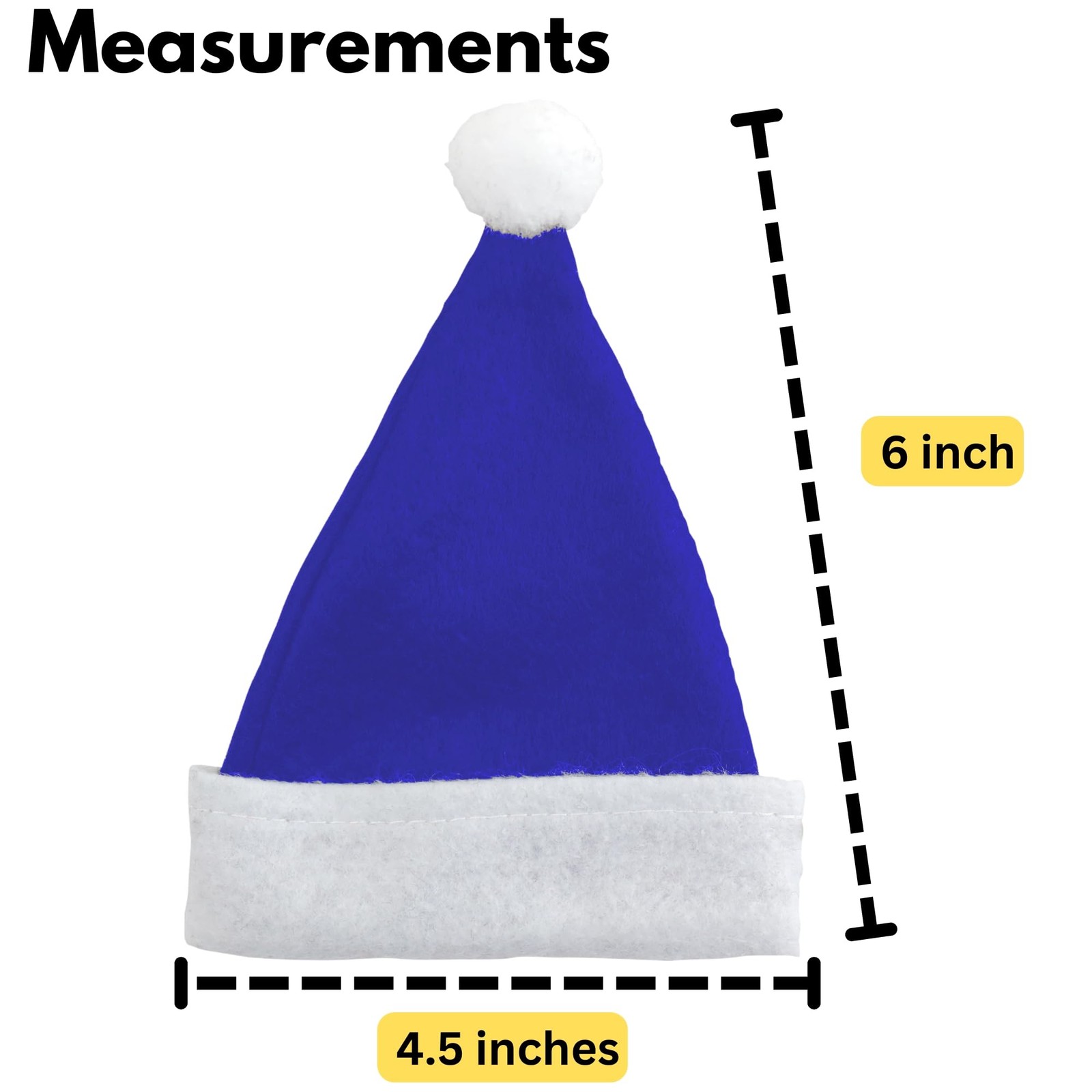 Iconikal 12-Pack Mini Felt Santa Hats Blue 4.5×6-Inch Plush 12-Pack, Ble