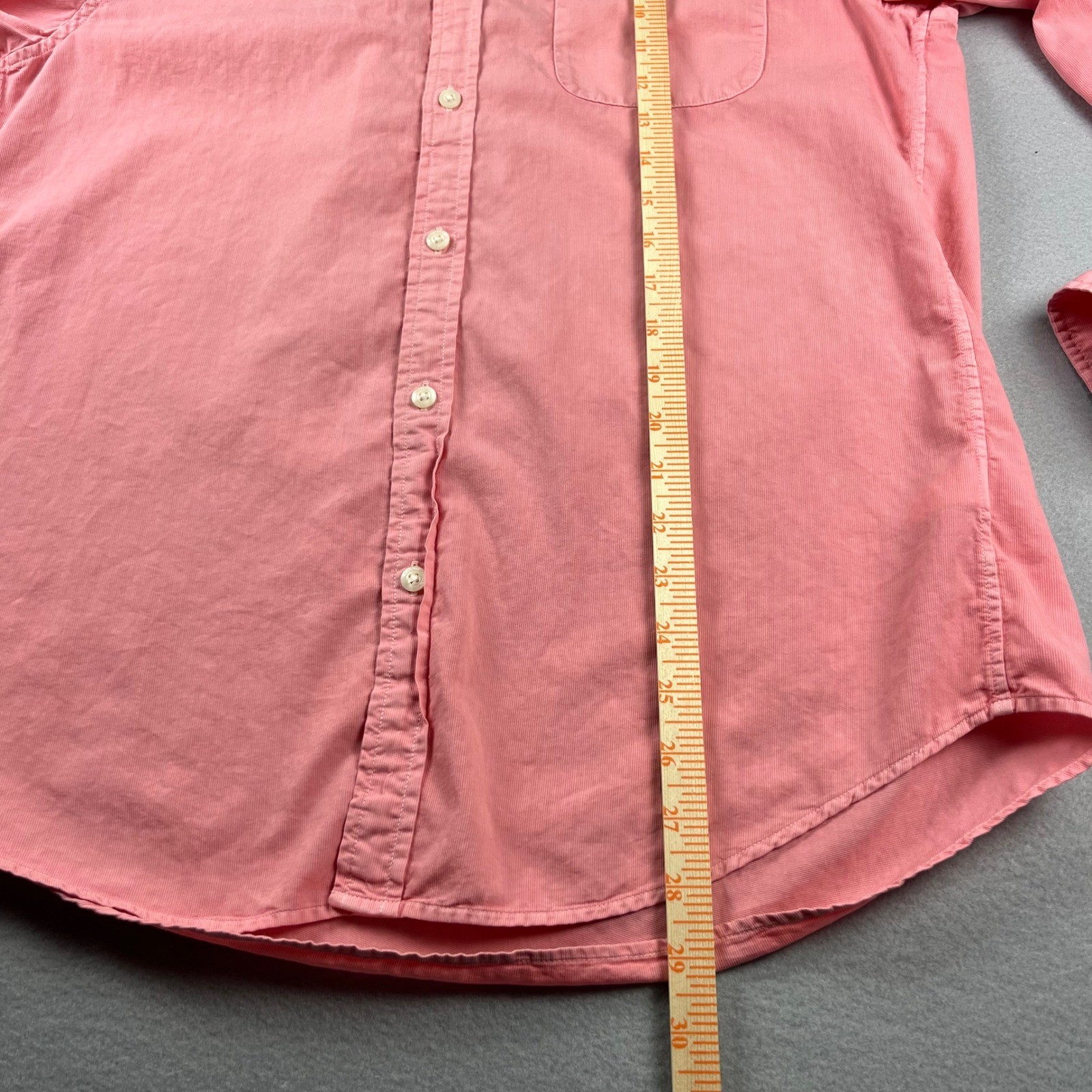 Vineyard Vines Mens Slim Fit Tucker Shirt Salmon Pink Cotton Silk Corduroy Med