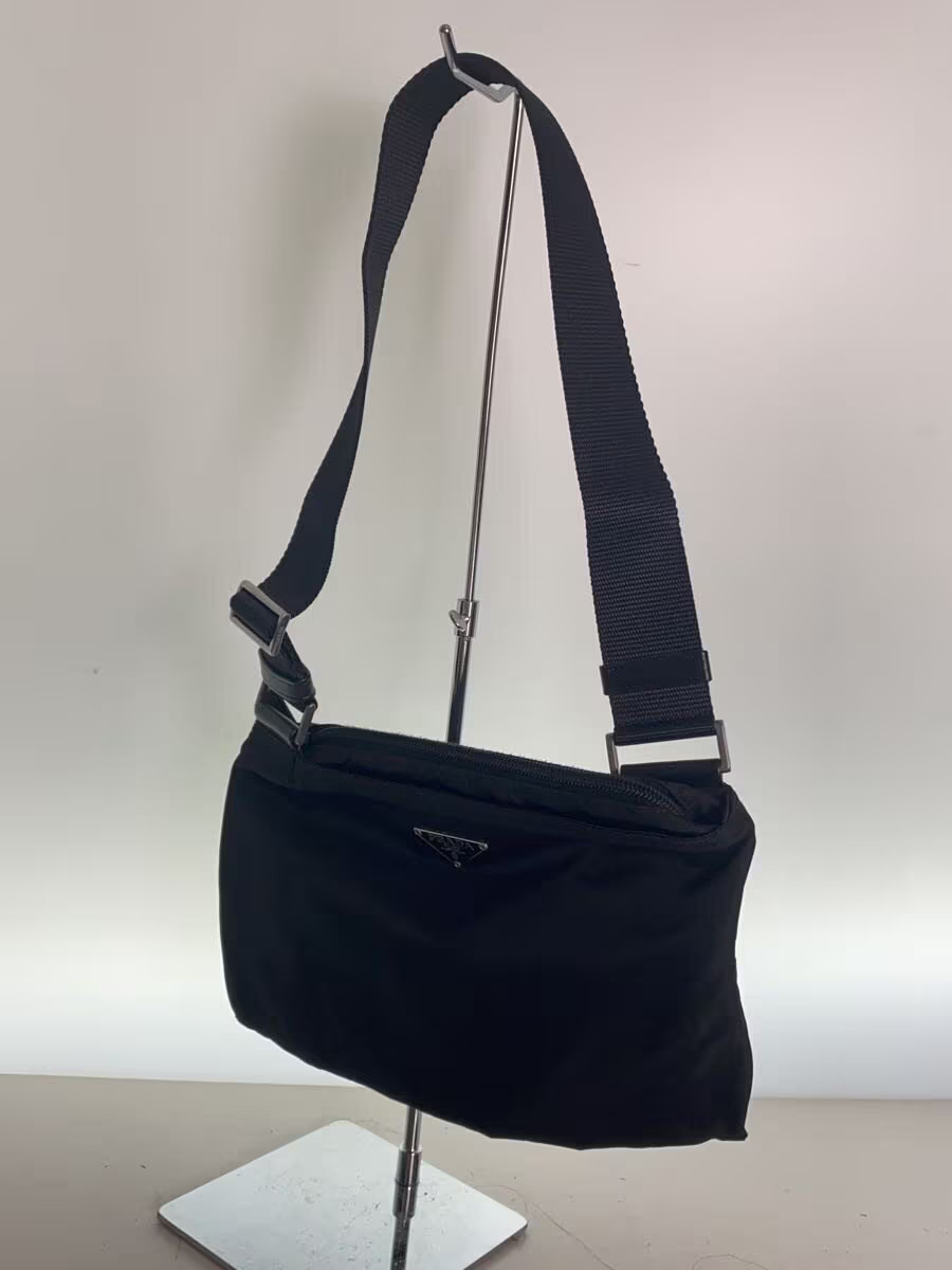 PRADA Shoulder Bag Nylon BLK Triangle Logo Plate