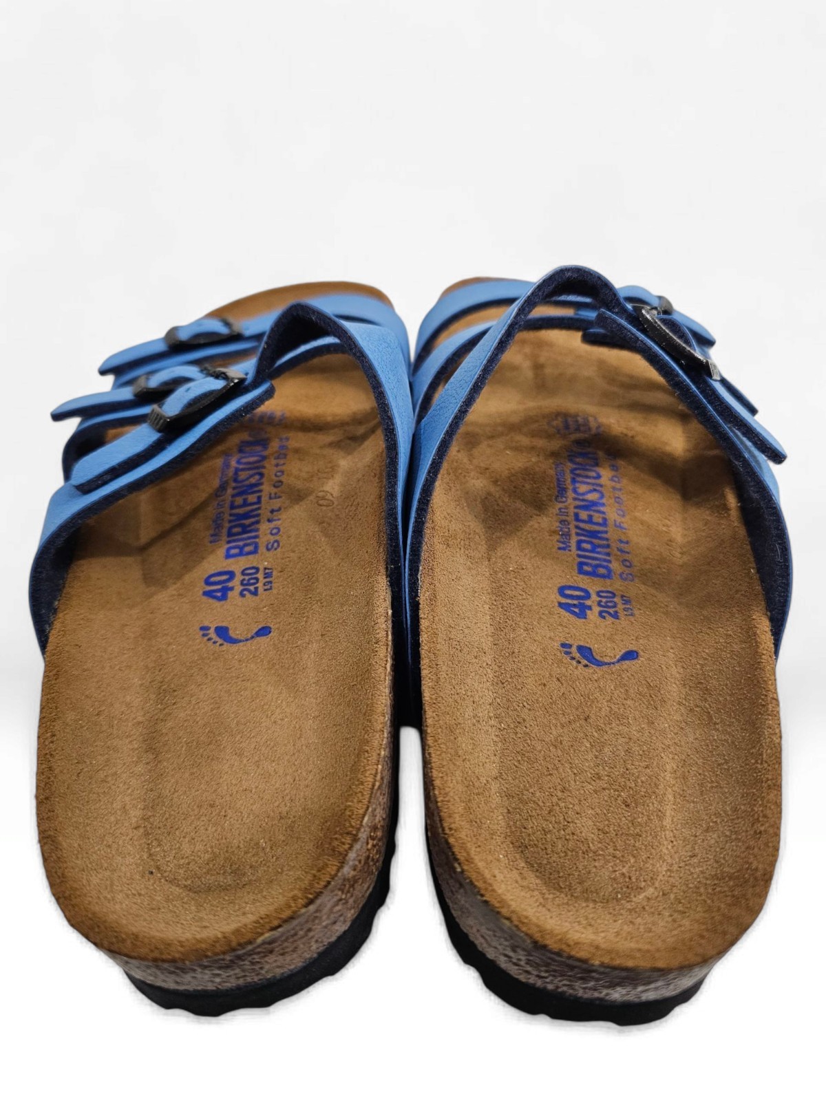 BIRKENSTOCK Florida Unisex Blue Leather 3 Straps Sandals 40/Women 9-9.5M