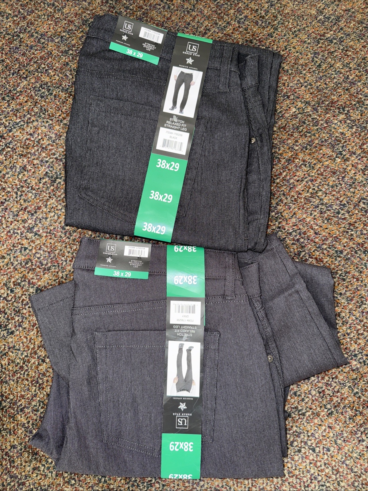 Urban Star Stretch Relaxed Fit Straight Leg Pants BLACK |GRAY 1795258 PICK SIZE
