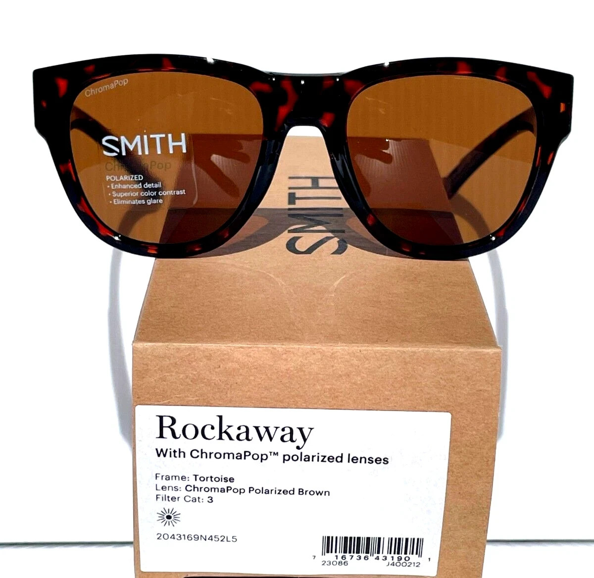 NEW Smith Optics ROCKAWAY Tortoise ChromaPop POLARIZED Brown Lens Sunglass