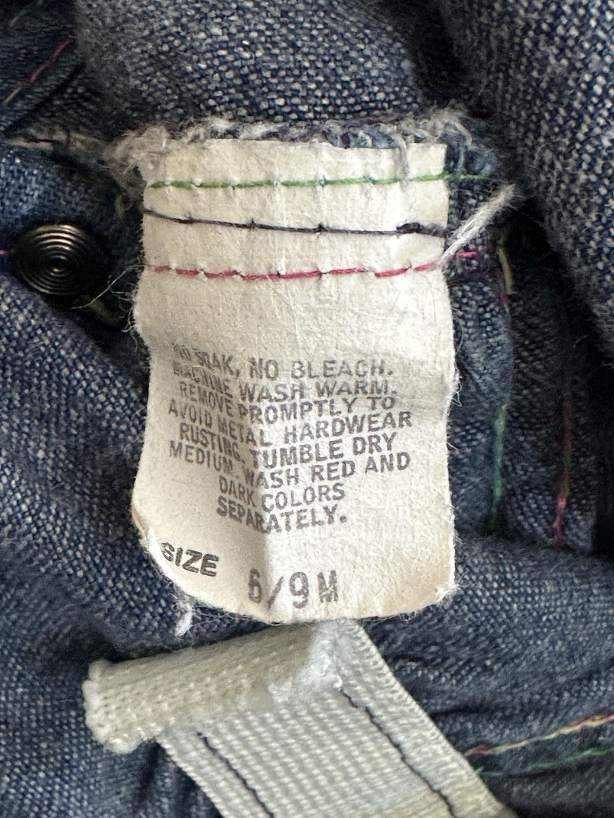 Vtg OshKosh B’gosh Vestbak Denim Overalls Sz 6 / 9 Mos USA Made Patch Flower