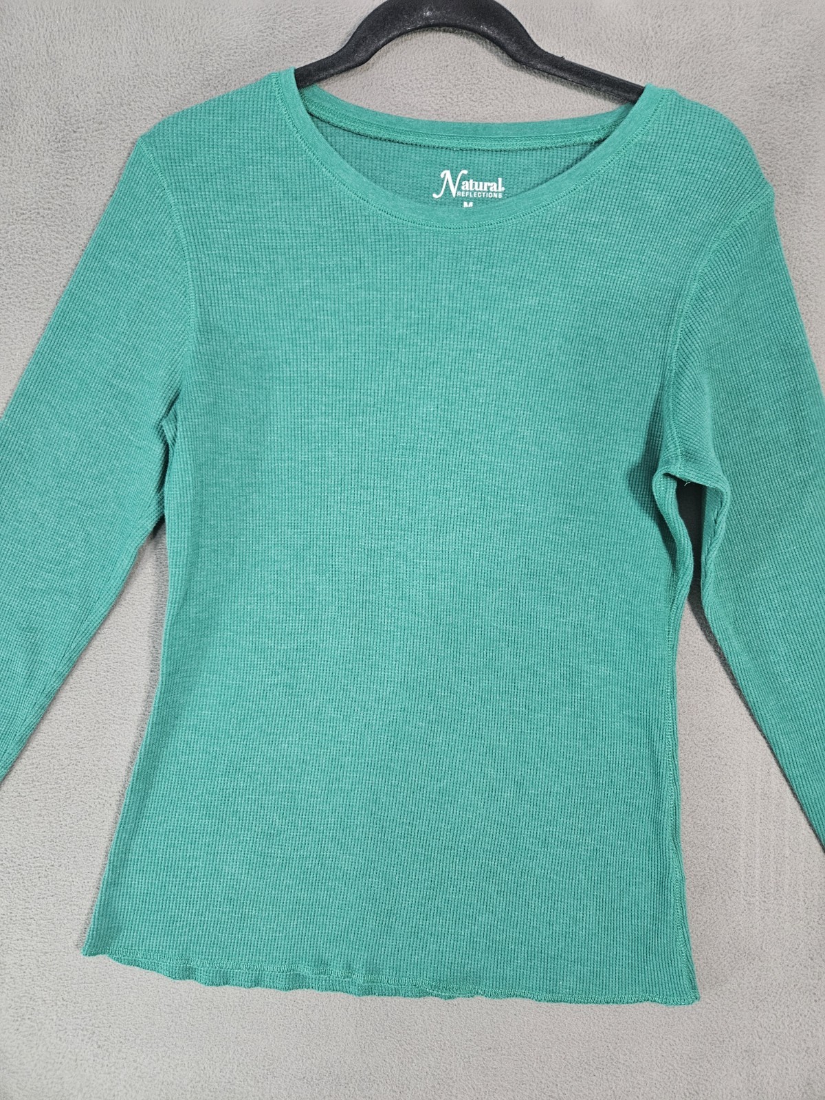 Natural Reflections Medium Thermal Shirt Waffle Knit Long Sleeve Kelly Green