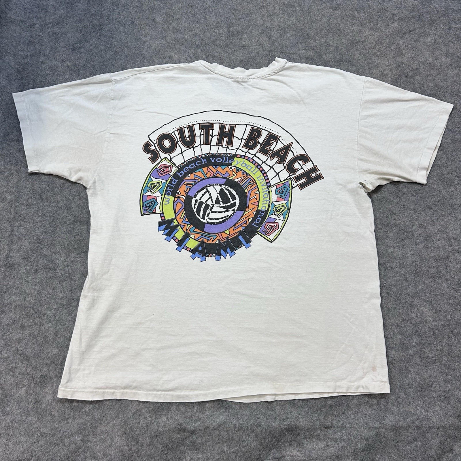 Vtg 90s Champion South Beach Miami World Volleyball Invitational T Shirt XL USA