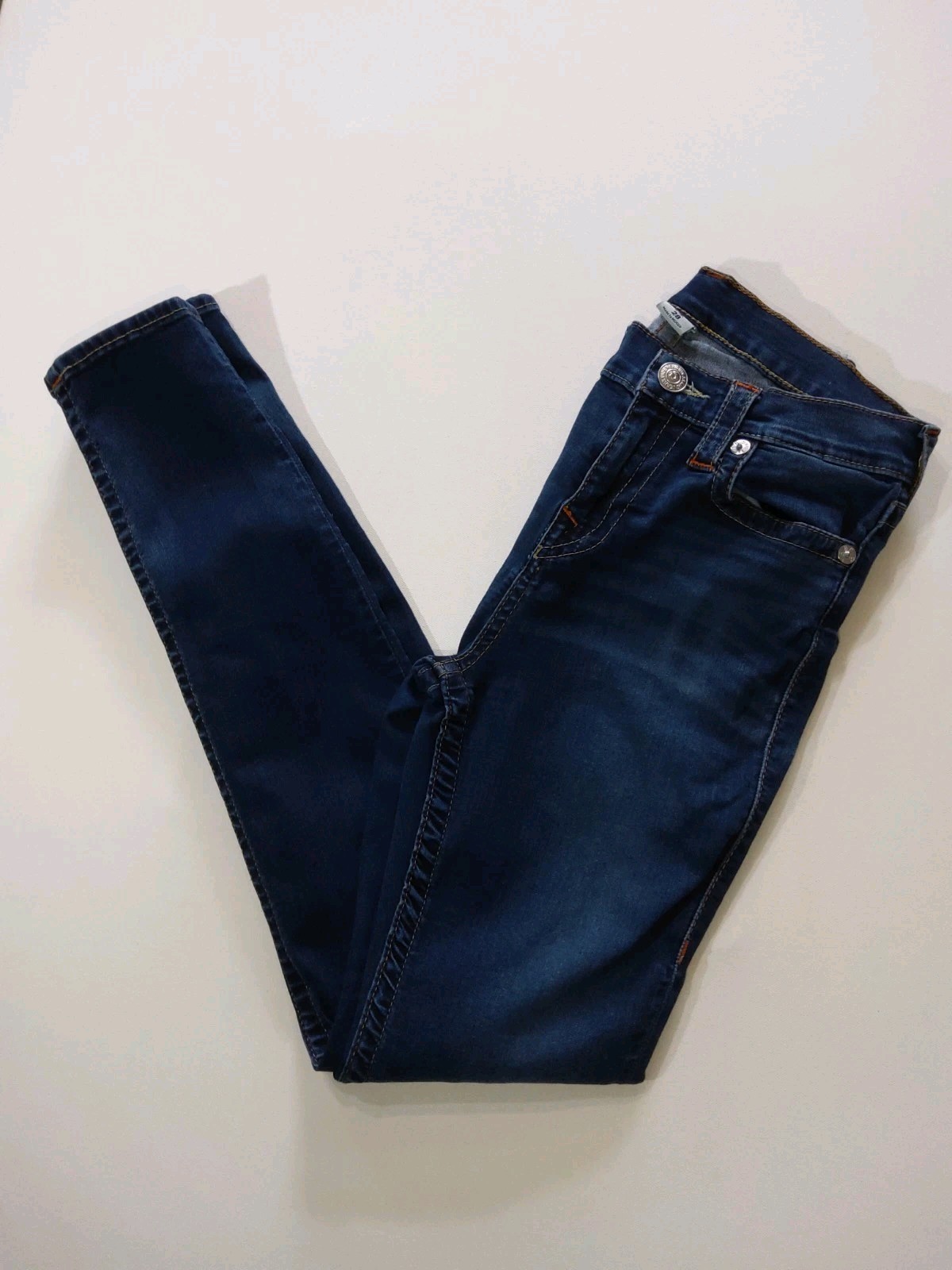 True Religion Jeans Womens 28 Waist Dark Wash Skinny Low Rise Designer Denim