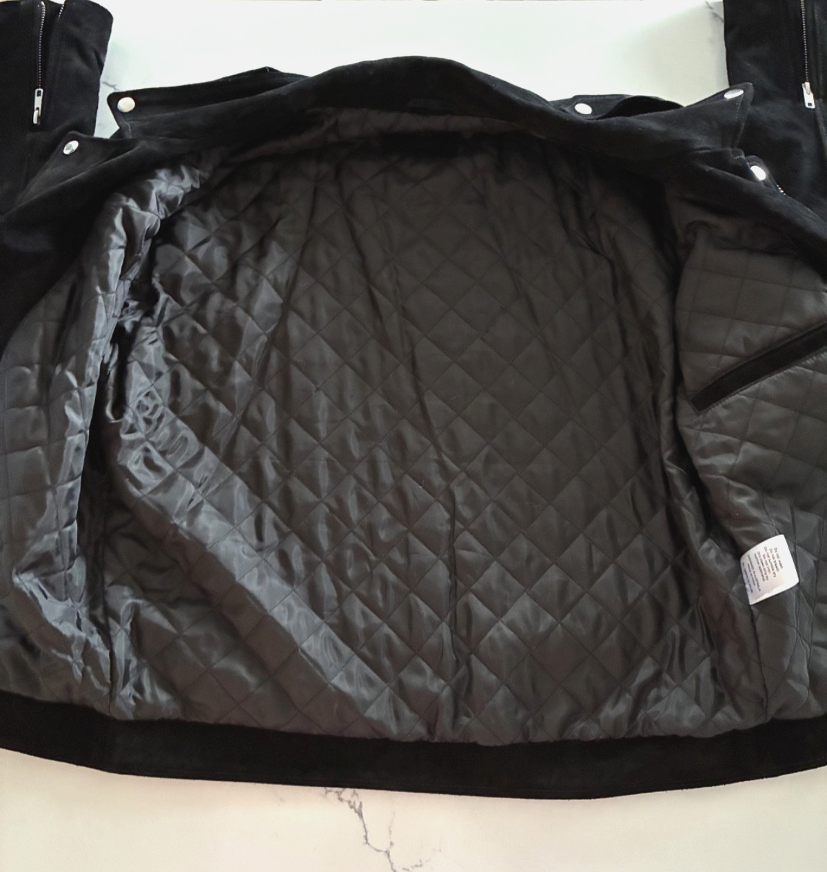 Rolla’s Black Suede Leather Moto Biker Jacket Size L Belted YKK Zip Lined