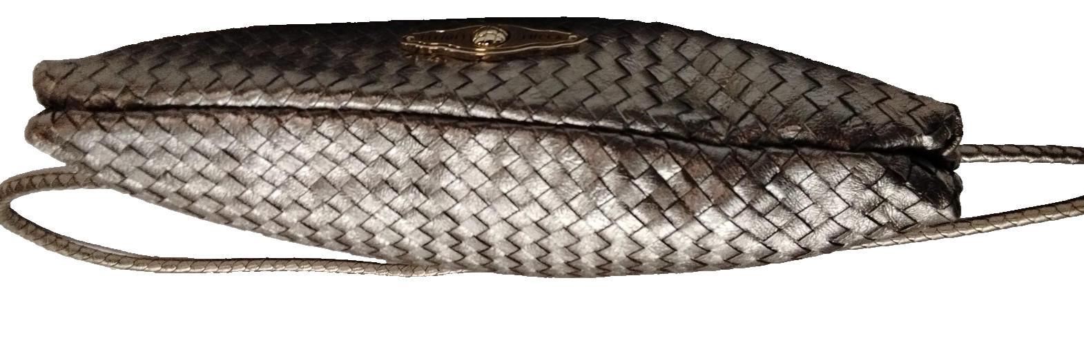 ELLIOT LUCCA Gold Metallic Woven Leather Crossbody Bag