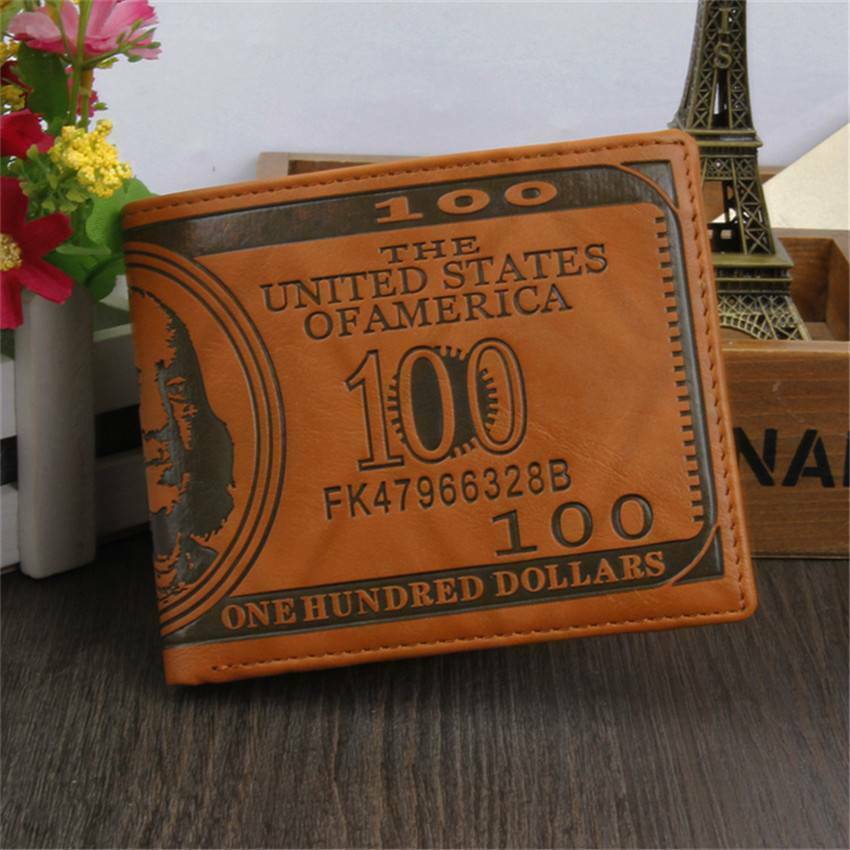 Men’s US 100 Dollar Bill Leather Wallet Bifold Card Photo Holder Slim Thin Purse