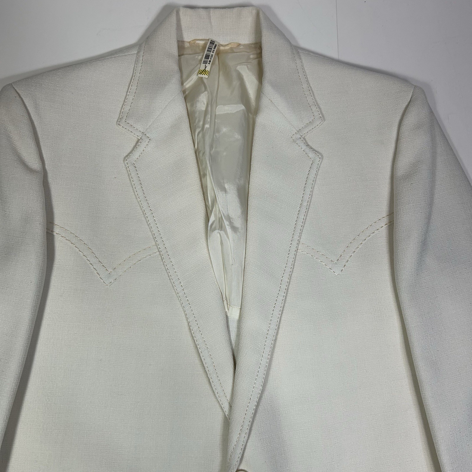 Vtg Sheplers The Plainsman Western Blazer Jacket Men White Cowboy Sz 42R Flaw