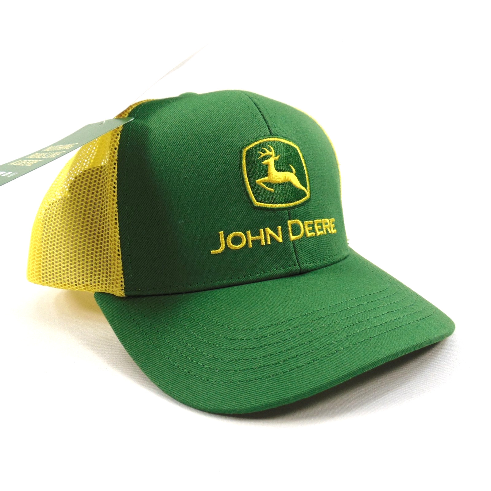 John Deere Trucker Hat Green Yellow Mesh Snapback Adjustable Embroidered Cap New