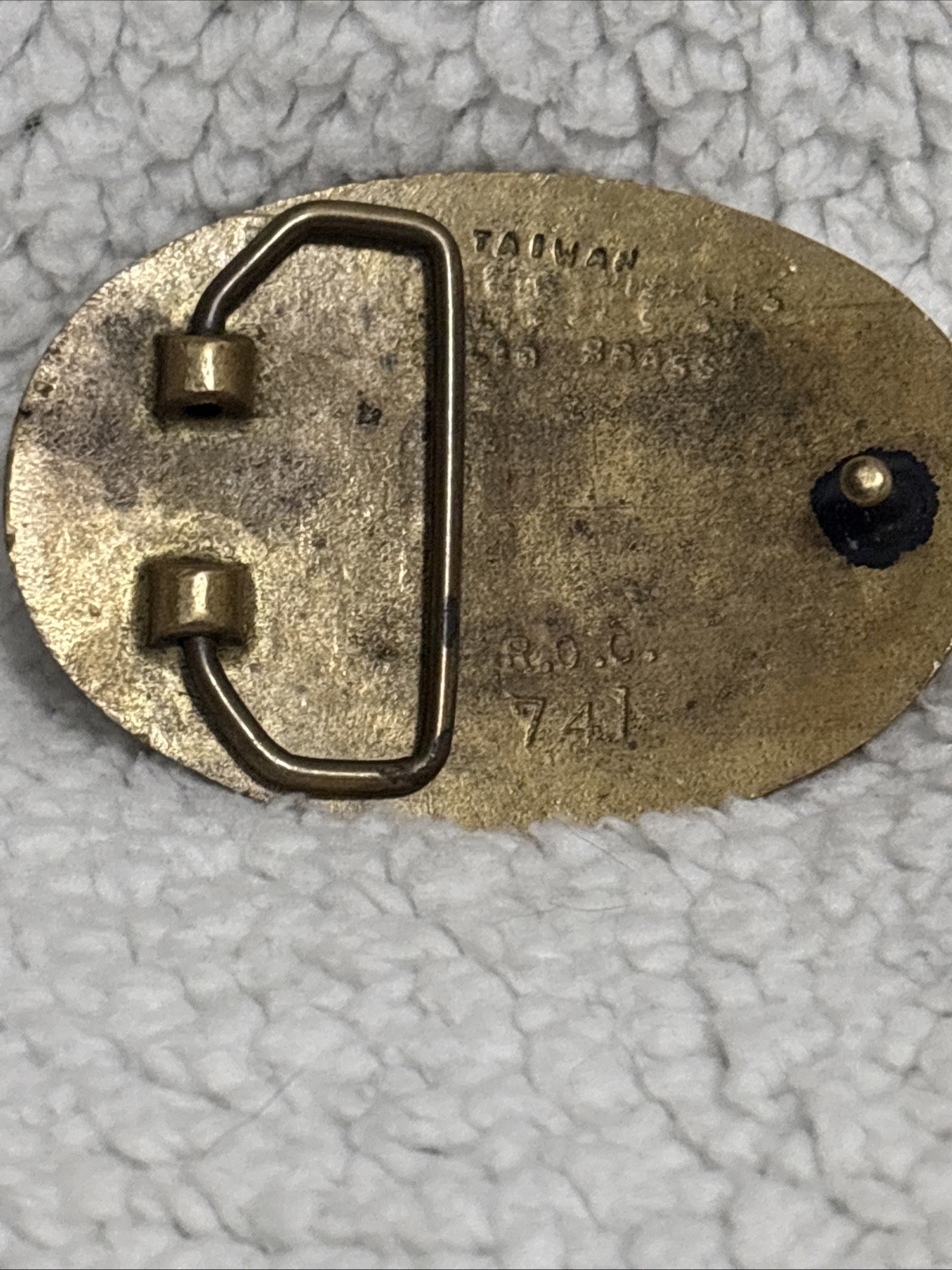 Vintage Solid Brass #1 Belt Buckle Oval 3.25” x 2.25” Made In Taiwan R.O.C.