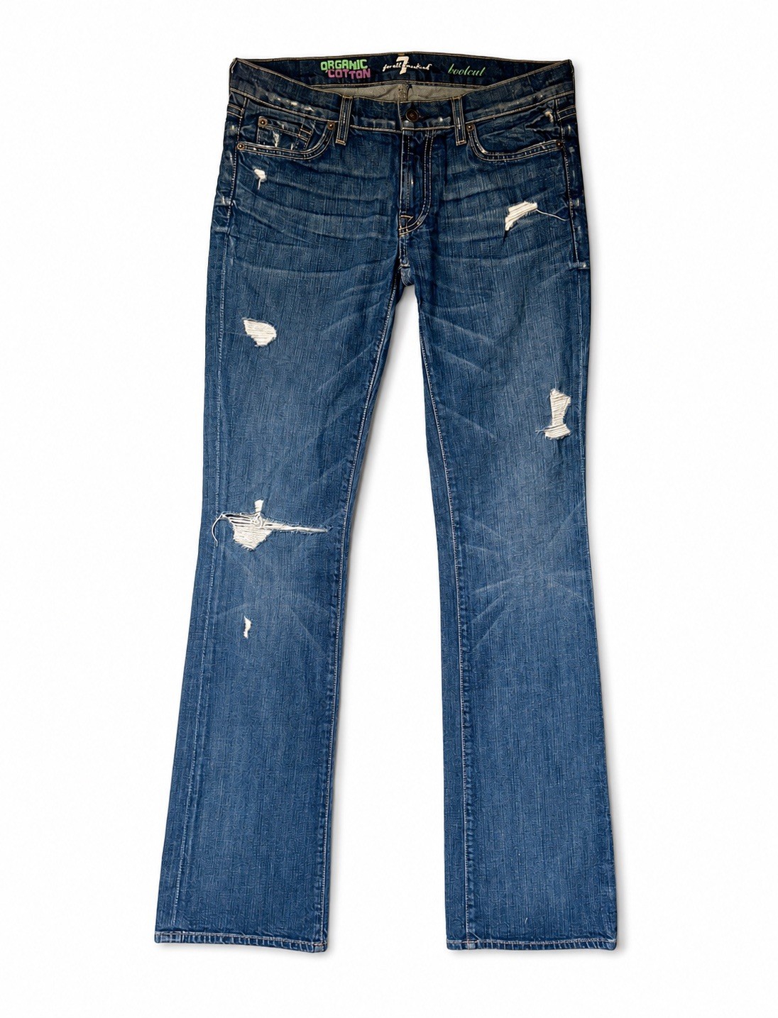 7 For All Mankind Bootcut Distressed Organic Cotton Jeans – Size 29 Low Rise