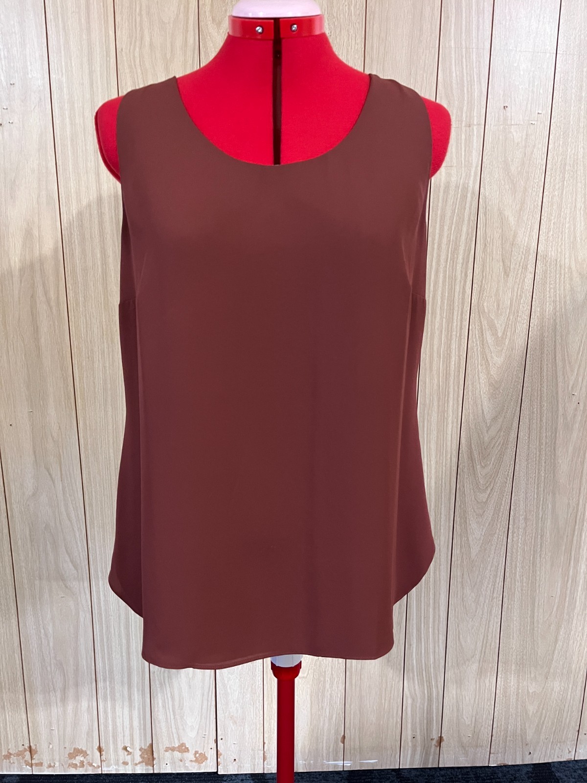 Chico’s Caramel Brown Chiffon Tank Top Lined Size 1 Size M