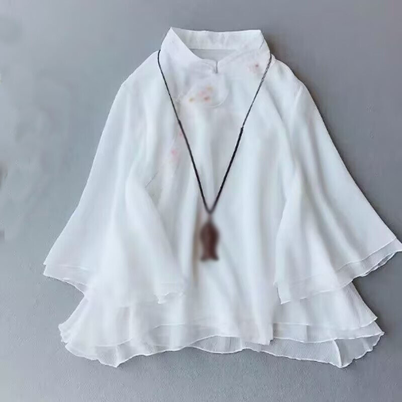 Ancient Chinese Style Womens Han Fu Chiffon Tops Blouse Shirts